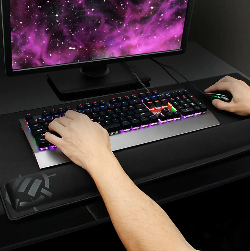 ENHANCE - Keyboard and mouse pad with wrist pillow - black