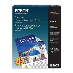 EpsonĀ® Double-Sided Premium Presentation And Photo Paper, Letter Size (8 1/2" x 11"), Pack Of 50 Sheets, 47 Lb, Matte White
