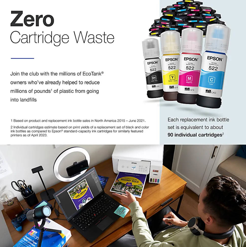 Epson® EcoTank ET-2800 All-in-One Supertank Color Printer, White