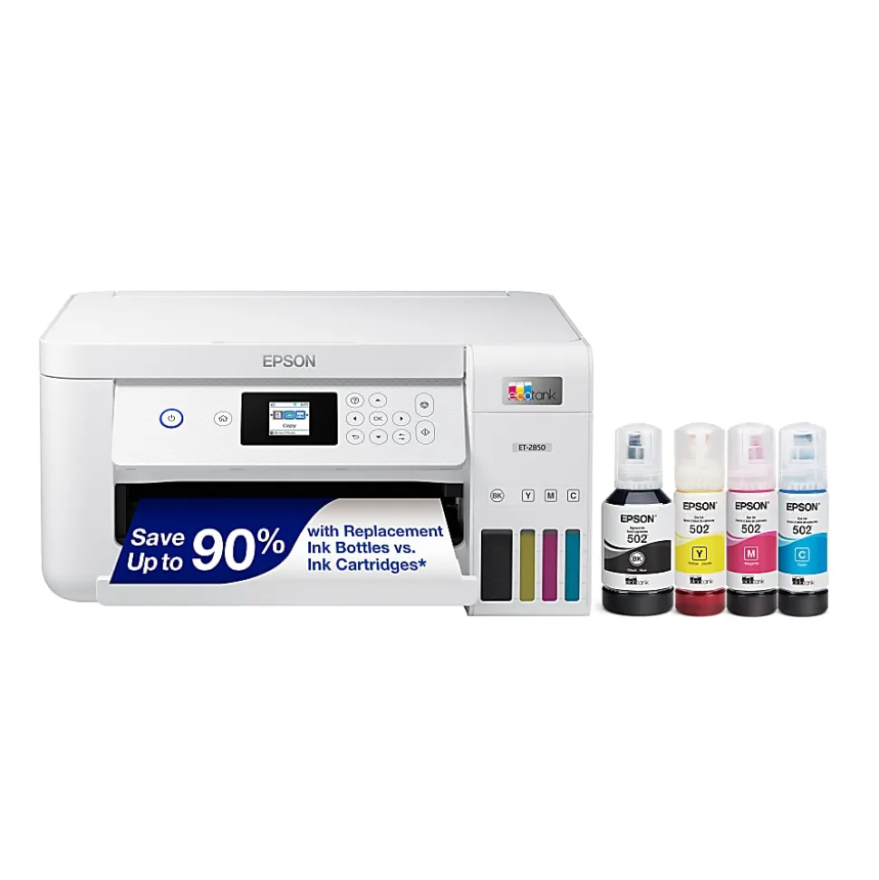 Epson® EcoTank® ET-2850 Cartridge-Free Supertank Wireless Inkjet All-in-One Color Printer
