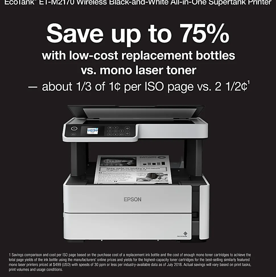 Epson® EcoTank® ET-M2170 SuperTank® Wireless All-In-One Monochrome Printer