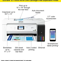 Epson® EcoTank ET-15000 Supertank Wide-Format InkJet All-In-One Color Printer