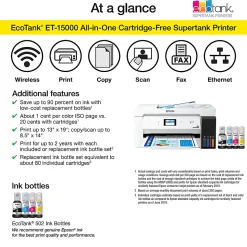 Epson® EcoTank ET-15000 Supertank Wide-Format InkJet All-In-One Color Printer