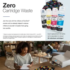 Epson EcoTank ET-2900 Wireless All-in-One Color Supertank Printer, Up To 3 Years Of Ink, Refillable Tanks, White, C11CL63202