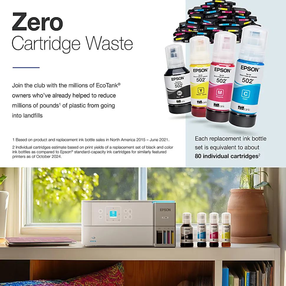 Epson EcoTank ET-2980 Wireless All-in-One Color Supertank Printer, White