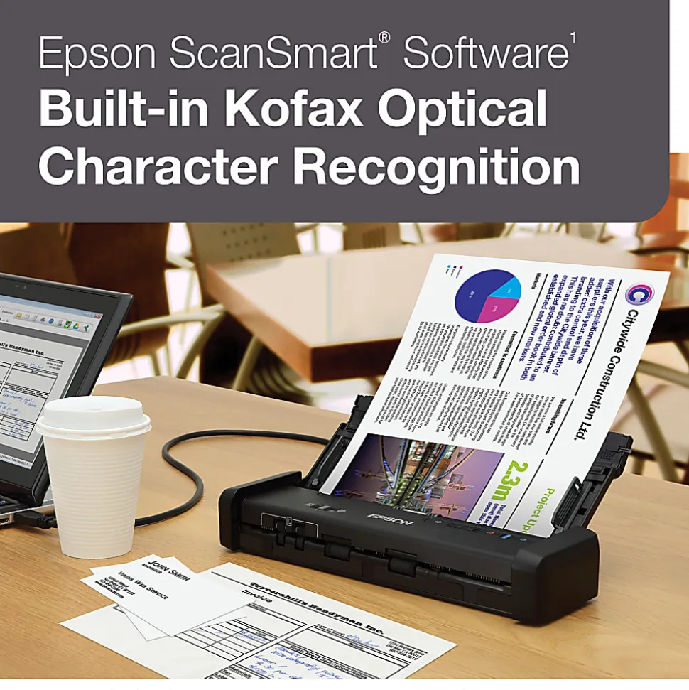 Epson® ES-200 Duplex Mobile Color Document Scanner with Auto Document Feeder