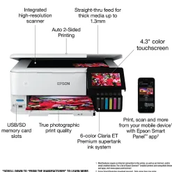 EpsonĀ® ET-8500 Wireless All-In-One Color Inkjet Printer