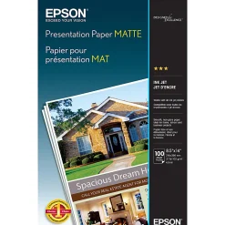 EpsonĀ® Inkjet Paper, Legal Size (8 1/2" x 14"), 90 (U.S.) Brightness, 27 Lb, White, Pack Of 100 Sheets