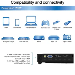 Epson® PowerLite® WXGA 3LCD Projector, 1781W
