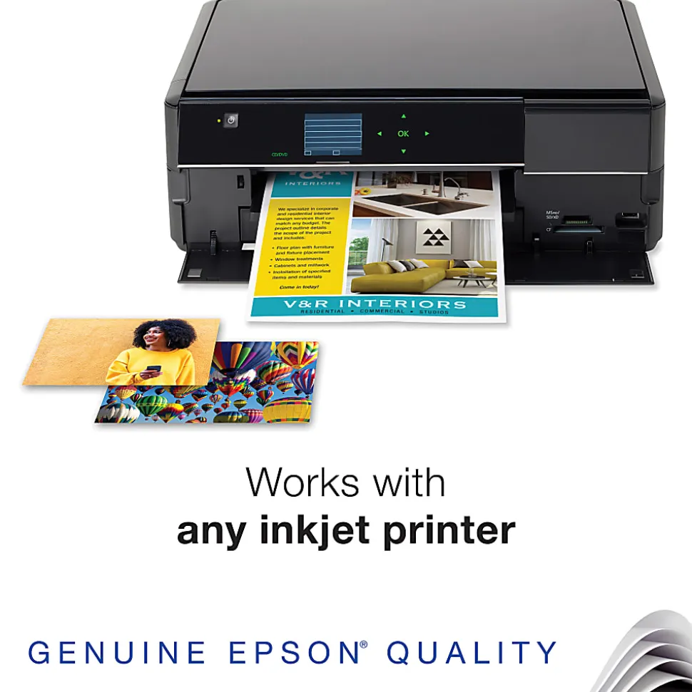 Epson® Presentation Paper, Matte White, Ledger (11" x 17"), 100 Sheets Per Pack, 27 Lb, 90 Brightness