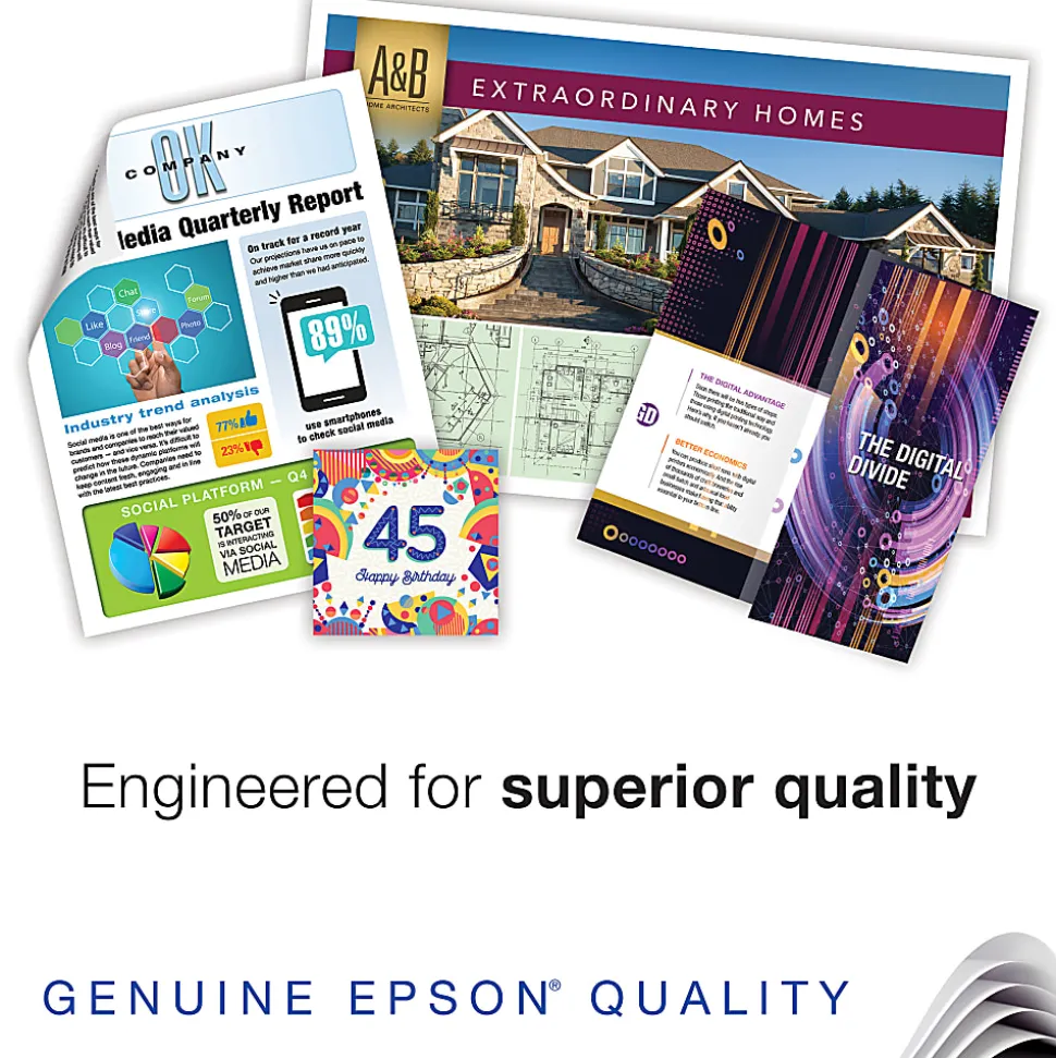 Epson® Presentation Paper, Matte White, Ledger (11" x 17"), 100 Sheets Per Pack, 27 Lb, 90 Brightness
