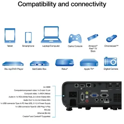 Epson® Pro EX11000 3-Chip 3LCD Full HD 1080p Wireless Laser Projector, V11HA72220