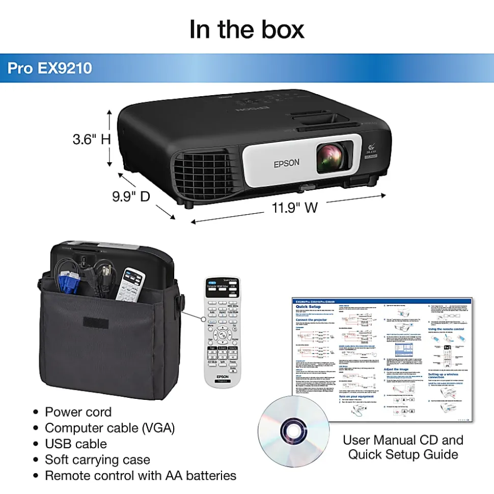 Epson® Pro EX9210 WUXGA 3LCD Projector, V11H841020
