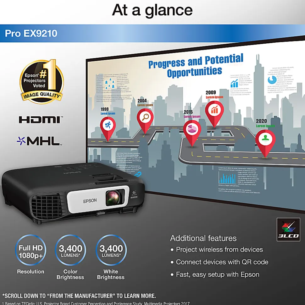 Epson® Pro EX9210 WUXGA 3LCD Projector, V11H841020