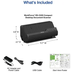Epson® WorkForce® Compact Desktop Document Scanner, ES-C220