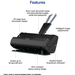 Epson® WorkForce® Compact Desktop Document Scanner, ES-C220