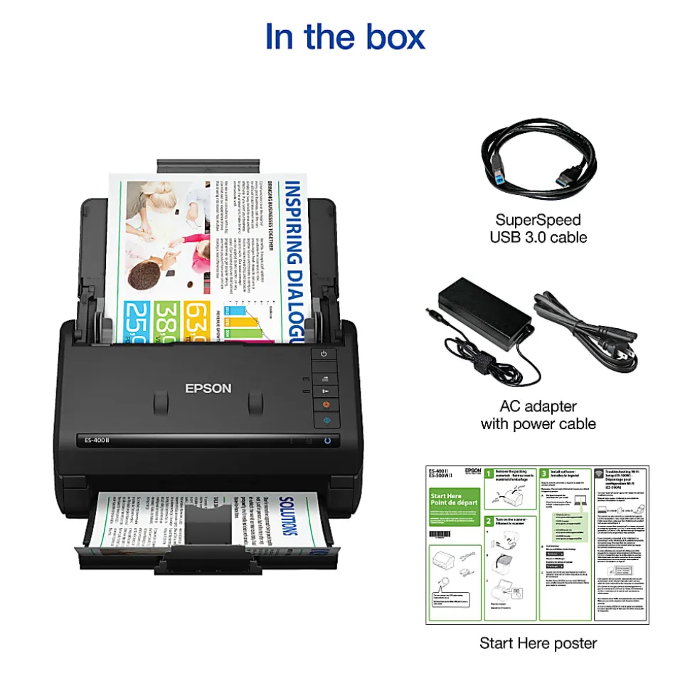 Epson® WorkForce® ES-400 II Duplex Desktop Color Document Scanner with Auto Document Feeder