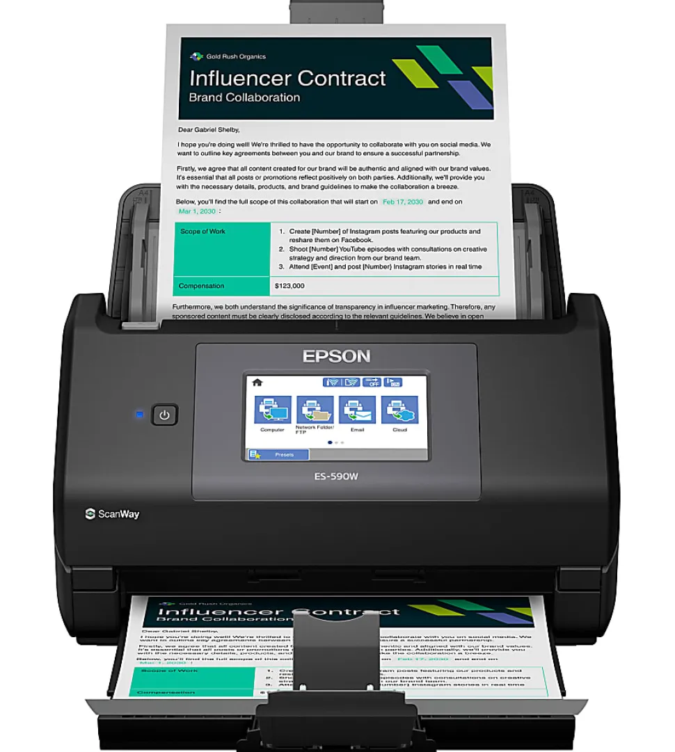 Epson WorkForce ES-590W Wireless Desktop Color Duplex Document Scanner
