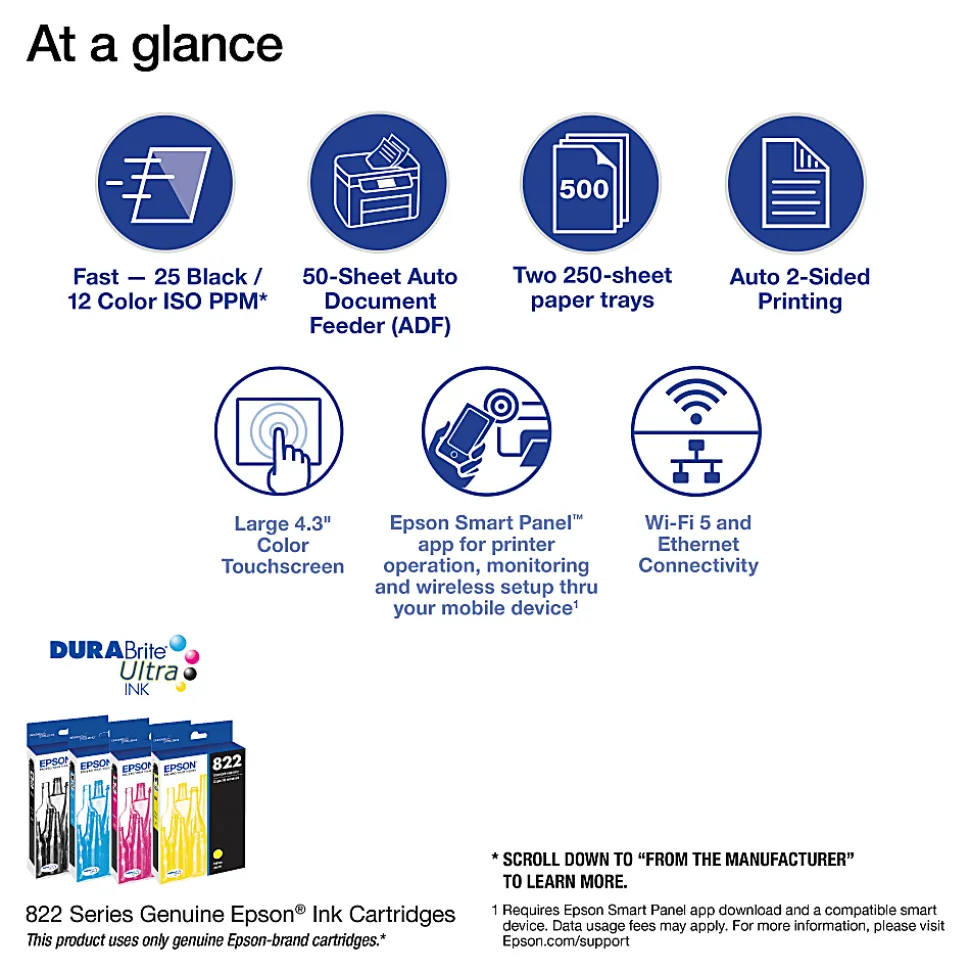 Epson® WorkForce® Pro WF-4830 Wireless Inkjet All-In-One Color Printer