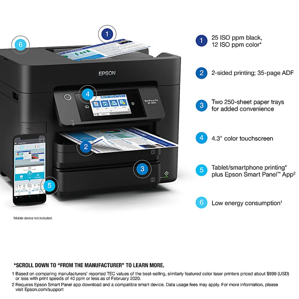 Epson® WorkForce® Pro WF-4830 Wireless Inkjet All-In-One Color Printer