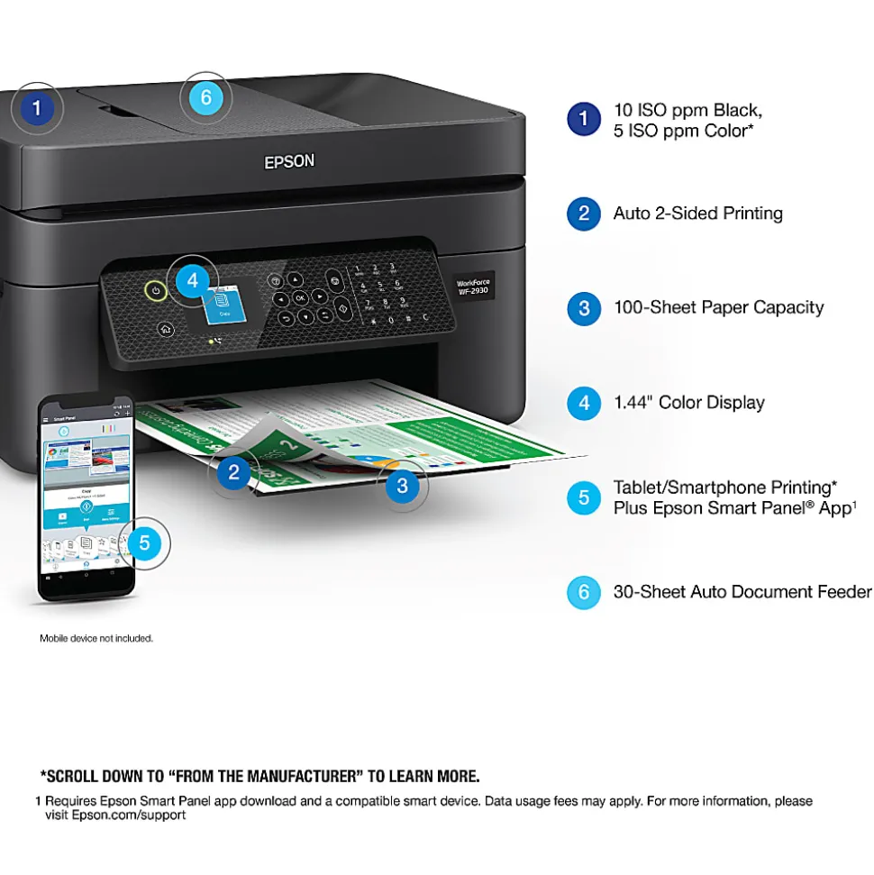 Epson® WorkForce® WF-2930 All-In-One Color Inkjet Printer