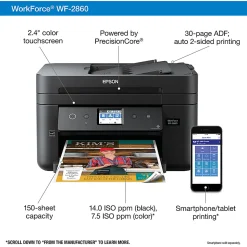 Epson® WorkForce® WF-2860 Wireless Inkjet All-In-One Color Printer