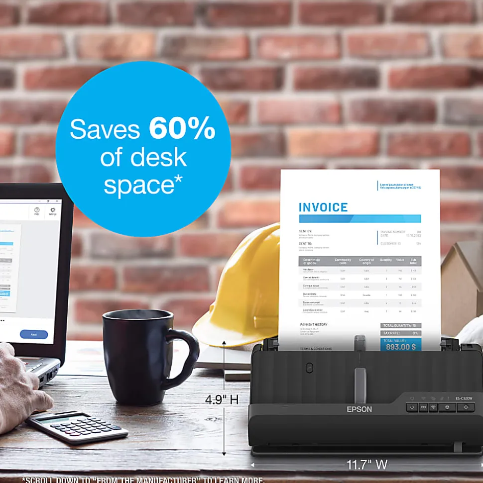 Epson WorkForce® Wireless Compact Desktop Document Scanner, ES-C320W