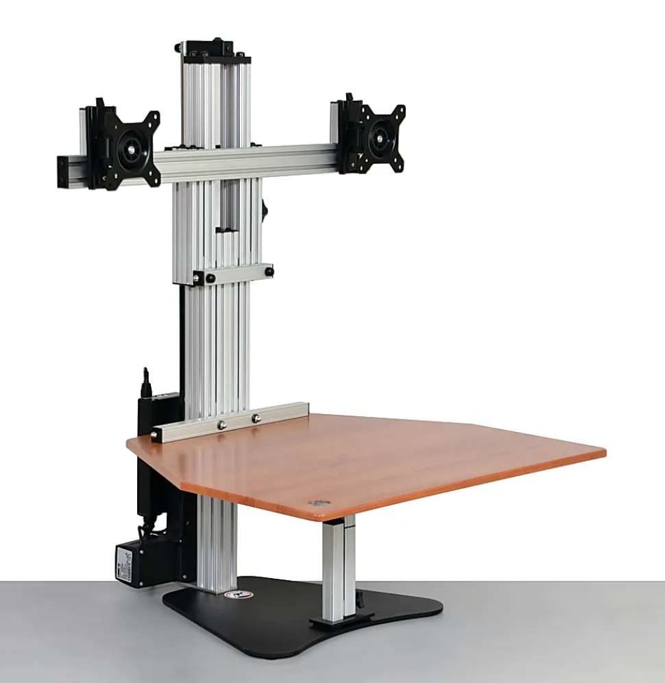 Ergo Desktop Electric Kangaroo Elite Stand, 27 1/2"H x 28"W x 28"D, Cherry, Standard Delivery