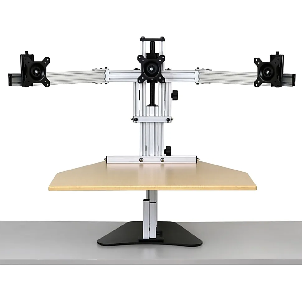 ERGO DESKTOP Kangaroo Tri-Elite Sit and Stand Workstation, Maple, Fully Assembled - 30 lb Load Capacity - 24" Height x 26" Width - Steel - Maple