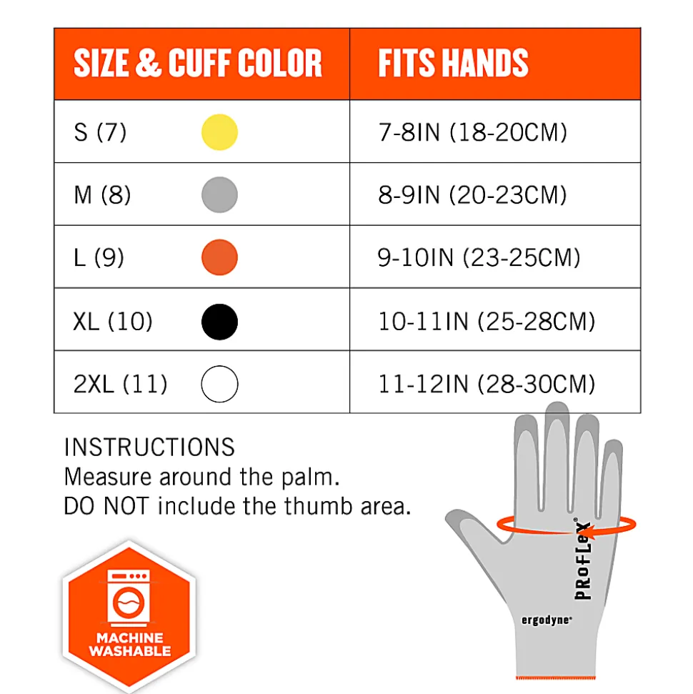 Ergodyne Proflex 7030-12PR PU-Coated Cut-Resistant Gloves, Large, Gray, Set Of 12 Pairs
