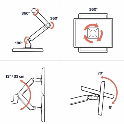 Ergotron Desk Mount for Monitor - Polished Aluminum - Adjustable - 2 Display(s) Supported - 40" Screen Support - 45549026