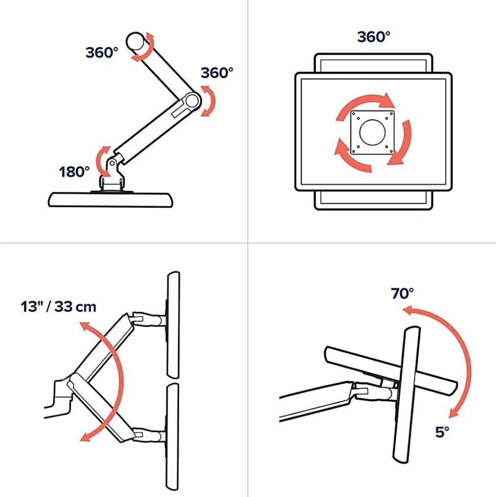 Ergotron Desk Mount for Monitor - Polished Aluminum - Adjustable - 2 Display(s) Supported - 40" Screen Support - 45549026