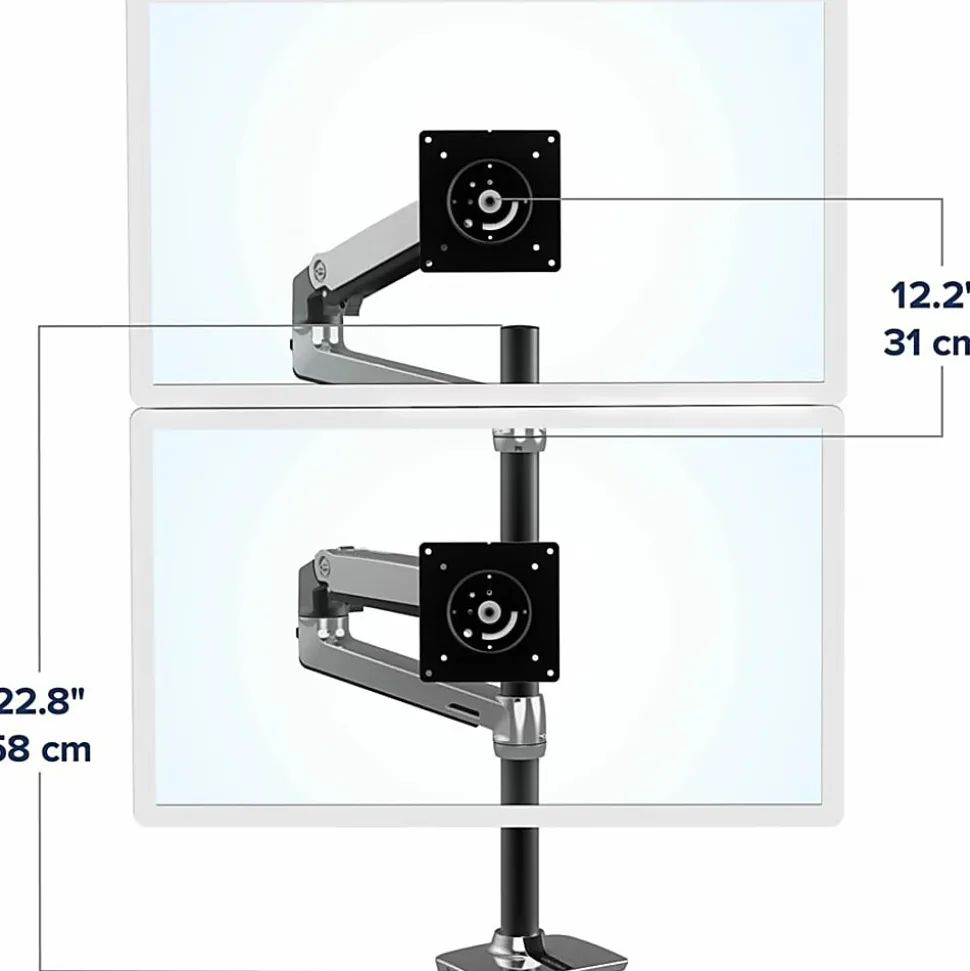 Ergotron Desk Mount for Monitor - Polished Aluminum - Adjustable - 2 Display(s) Supported - 40" Screen Support - 45549026
