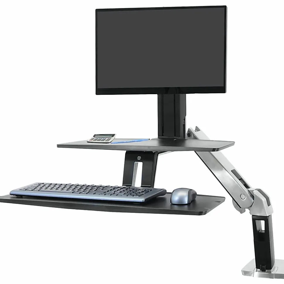 Ergotron® Desktop Display Stand - 24" Screen Support - 20 lb Load Capacity - 24" Screen Support - 20 lb Load Capacity - Black, Polished Aluminum