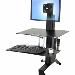 Ergotron® WorkFit-S Sit-To-Stand Workstation, Single LD, Black