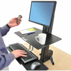Ergotron® WorkFit-S Sit-To-Stand Workstation, Single LD, Black