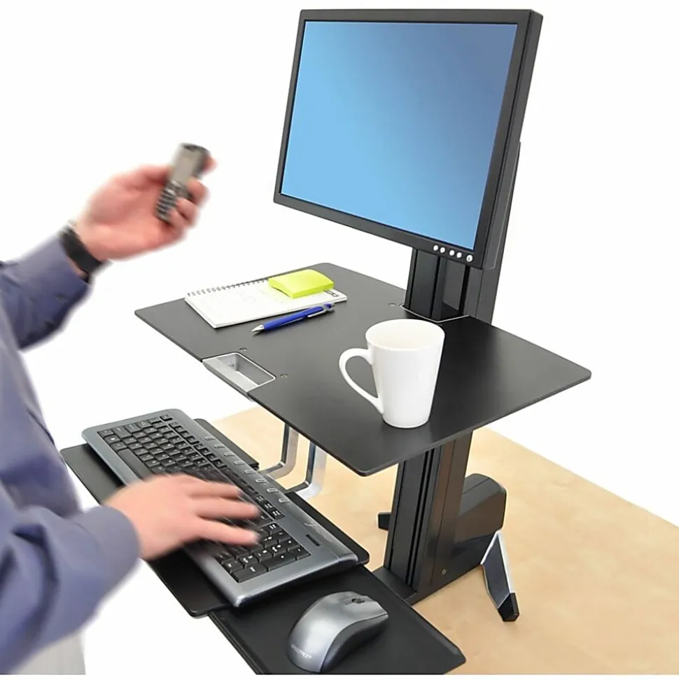 Ergotron® WorkFit-S Sit-To-Stand Workstation, Single LD, Black