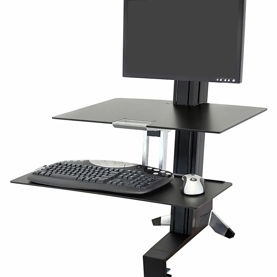 Ergotron® WorkFit-S Sit-To-Stand Workstation, Single LD, Black