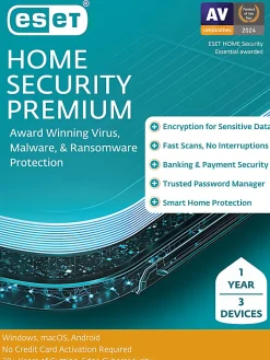 ESET Home Security Premium 2025, 3 Devices, 1 YR Subscription, PC, Download