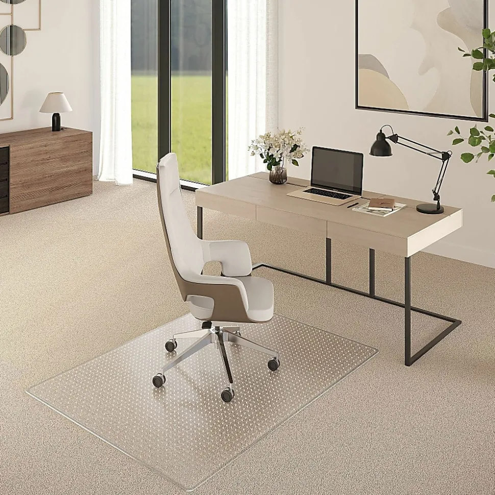 ES ROBBINS Everlife Chairmat - Chair, Home, Office, Medium Pile Carpet - 46" Width x 60" Depth - Rectangular - Vinyl - Clear - 1 Each