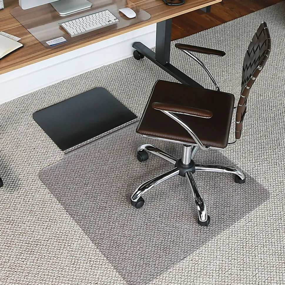 ES ROBBINS Sit or Stand Mat with Lip - Pile Carpet - 53" x 36"- Lip Size 18" x 20"- Rectangular - Vinyl, Foam - Clear - 1 Each - ESR184619