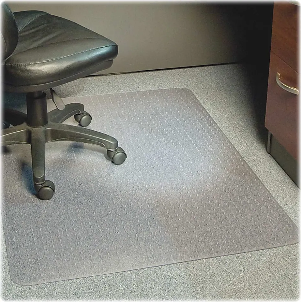 ES Robbins Task Series AnchorBar Carpet Chair Mat, Rectangular, 46"W x 60"D, Clear