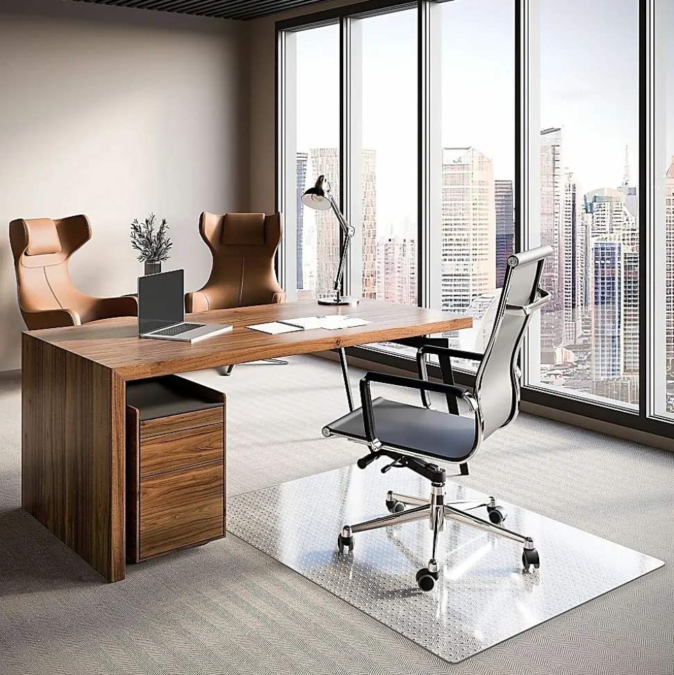 ES Robbins Task Series AnchorBar Carpet Chair Mat, Rectangular, 46"W x 60"D, Clear