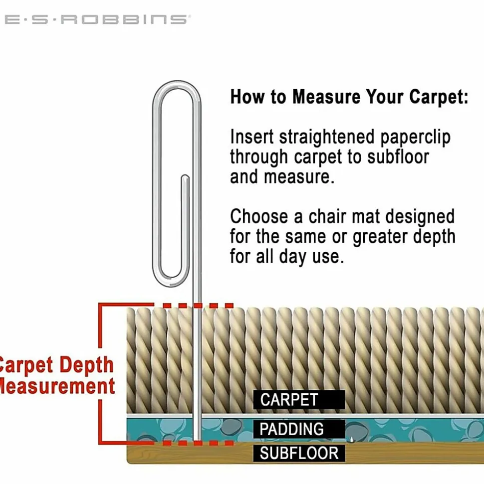 ES Robbins Task Series AnchorBar Carpet Chair Mat, Rectangular, 46"W x 60"D, Clear
