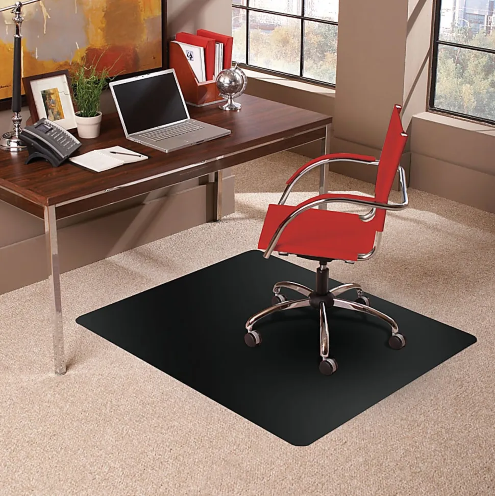 ES Robbins TrendSetter® Vinyl Chair Mat For Low-Pile Carpet, 36" x 48", Black