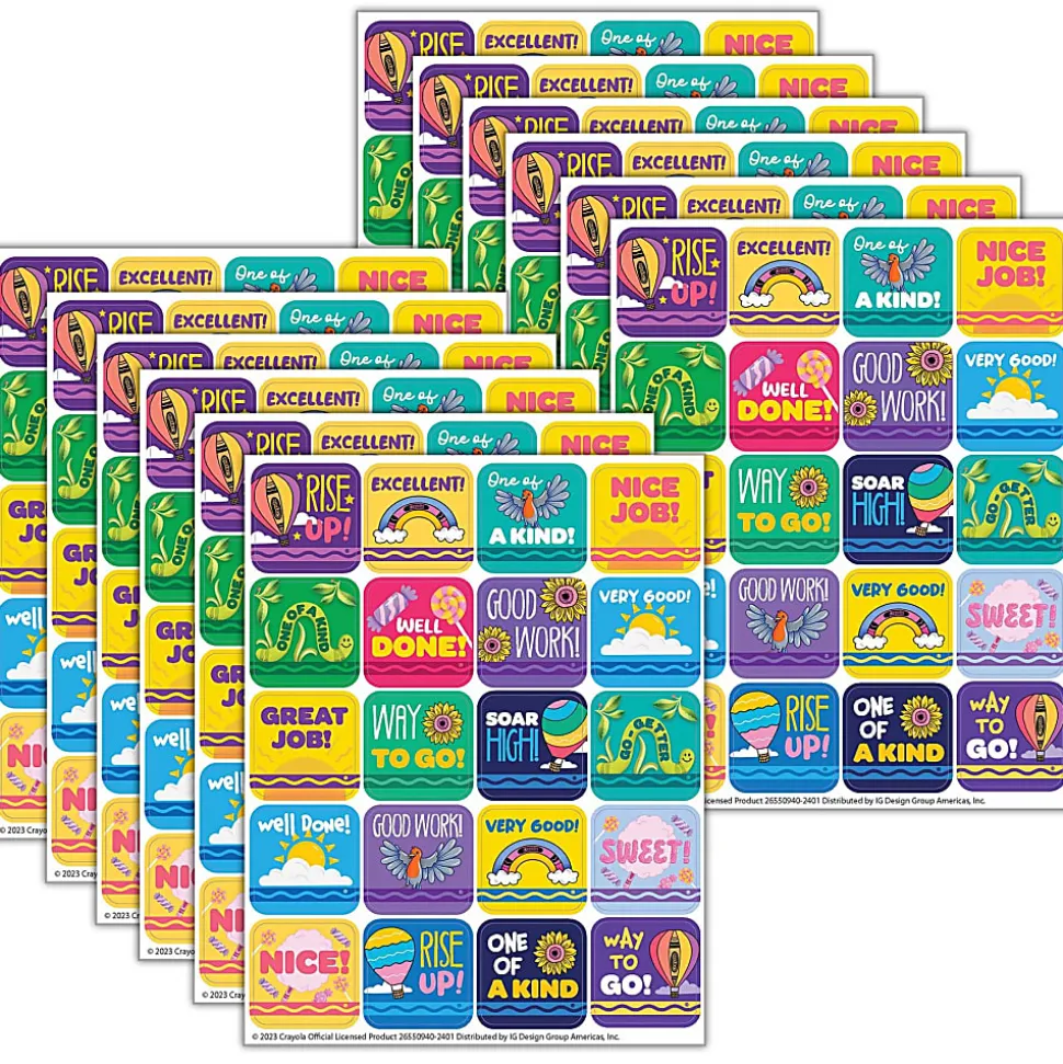 Eureka Theme Stickers, Crayola Colors Of Kindness, 120 Stickers Per Pack, Bundle Of 12 Packs