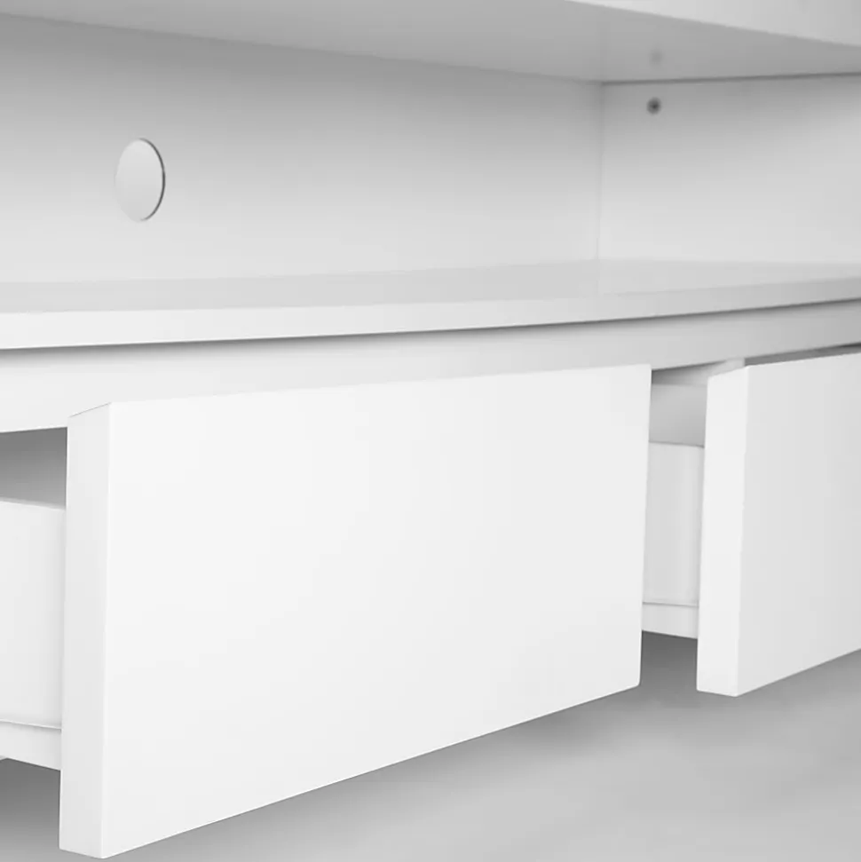 Eurostyle Bryant Media Stand, 19-1/2"H x 59"W x 15-1/2"D, Matte White