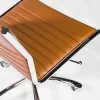 Eurostyle Dirk Armless Faux Leather Low-Back Commercial Office Chair, Chrome/Cognac