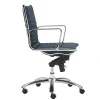 Eurostyle Dirk Faux Leather Low-Back Commercial Office Chair, Chrome/Blue
