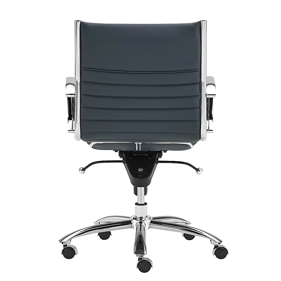Eurostyle Dirk Faux Leather Low-Back Commercial Office Chair, Chrome/Blue